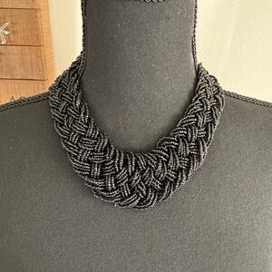 Vintage black braid glass seed bead necklace 19” like new. Beautiful